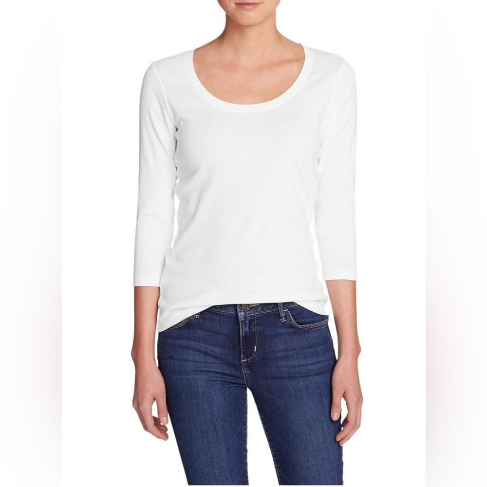 Eddie Bauer basic white quarter sleeve tee 
Size LP 
Large petite 
Gently loved